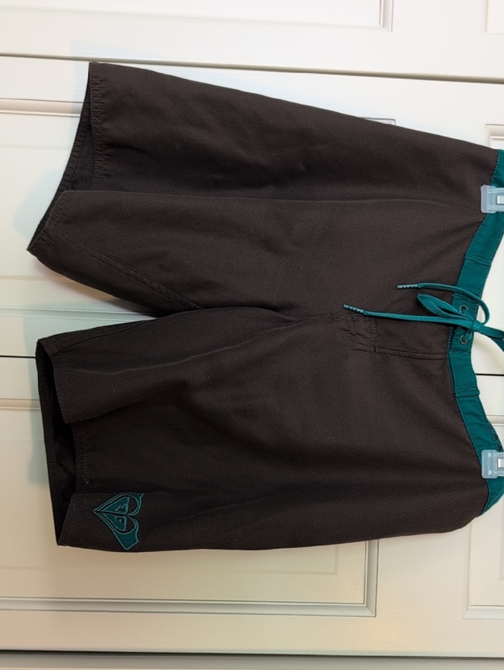 Roxy Black Athletic Shorts with Teal Waistband